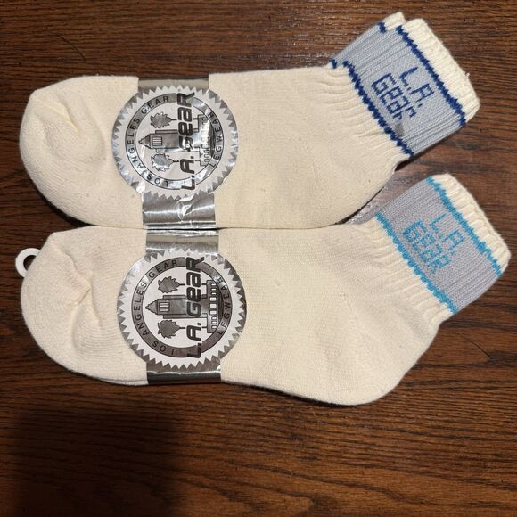 L.A. Gear Crew Socks  Vintage Deadstock New Rare Original Size 9-11 - Picture 2 of 6